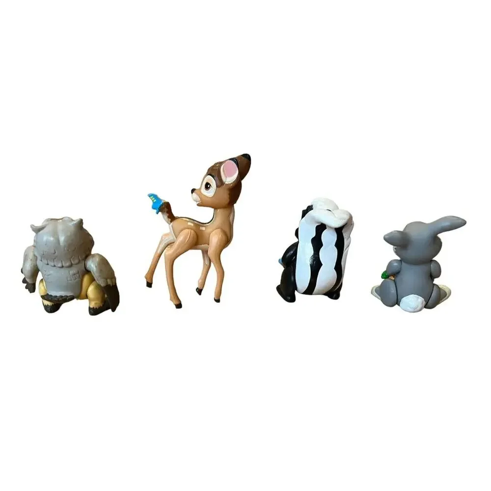 Bambi 4 Pc Lot Deer Friend Owl Flower Skunk Thumper Bunny PVC Figures Disney PW